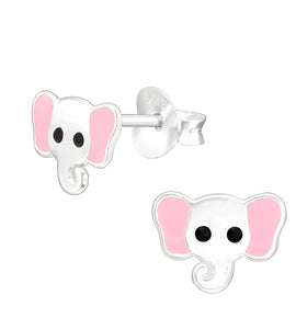 sterling silver and pink elephant ear studs