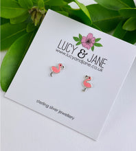 Load image into Gallery viewer, Sterling Silver Flamingo Studs