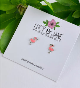 Sterling Silver Flamingo Studs