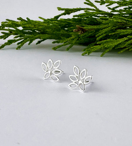 sterling silver flower petal design earrings