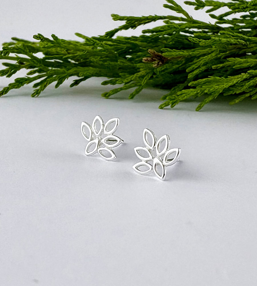 sterling silver flower petal design earrings