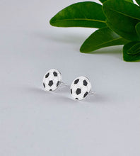 Load image into Gallery viewer, sterling silver football stud earrings for children