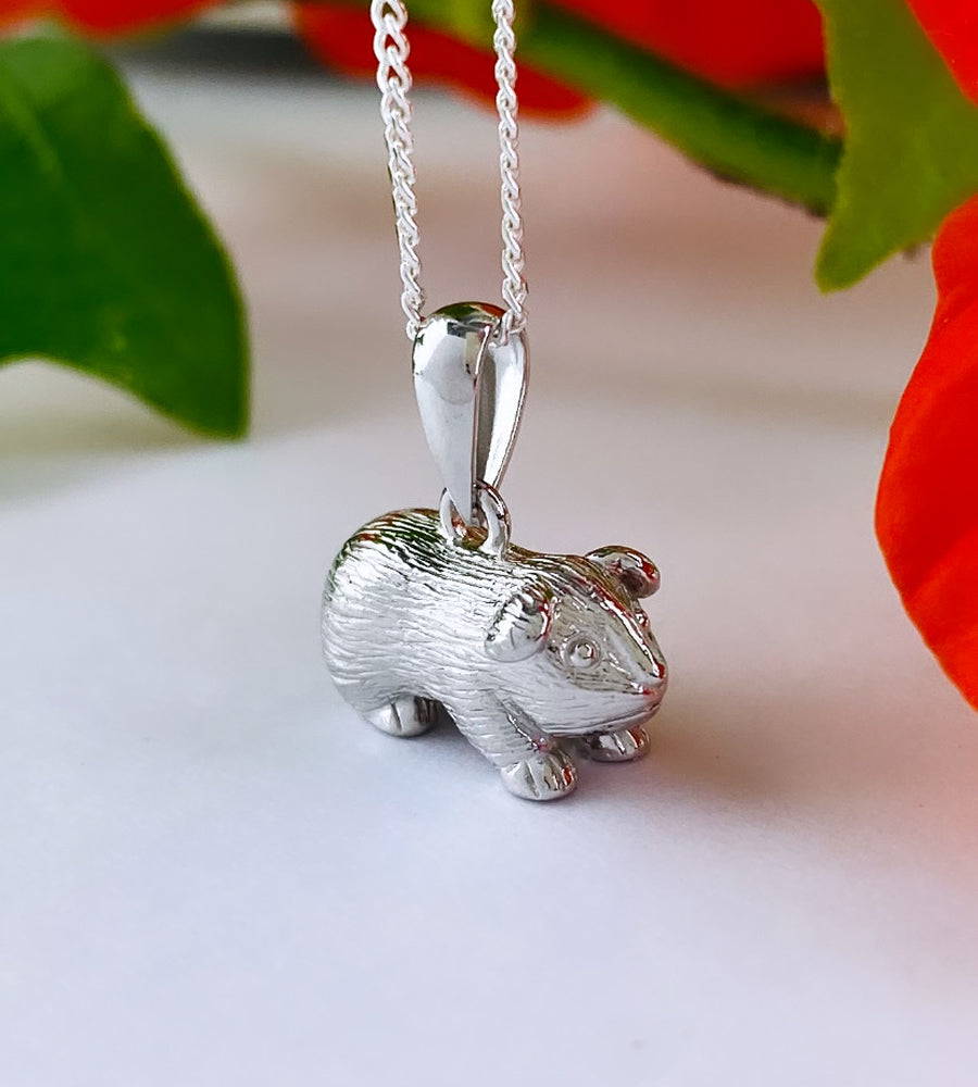 sterling silver small guinea pig necklace