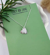 Load image into Gallery viewer, sterling silver hammered heart necklace textured to catch the light