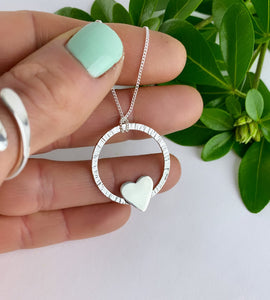 Sterling Silver Circle Heart Necklace