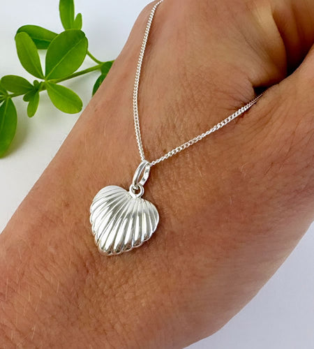 Sterling Silver Shell Heart Necklace