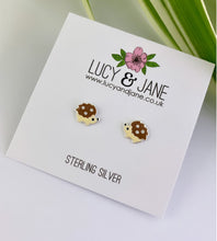 Load image into Gallery viewer, sterling silver and colourful hedgehog earrings as a gift for hedgehog lovers