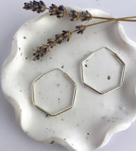 Load image into Gallery viewer, Sterling Silver Large Hexagon Hoops