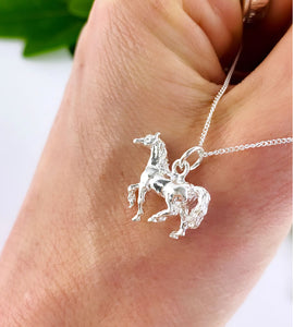 sterling silver horse pendant on sterling silver chain  