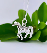 Load image into Gallery viewer, sterling silver horse necklace on an 18&quot; sterling silver chain