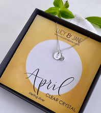 Load image into Gallery viewer, sterling silver initial and birthstone necklace for April