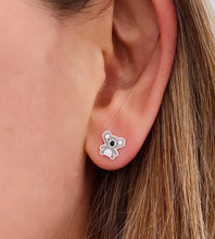 Load image into Gallery viewer, sterling silver koala bear stud earrings in model&#39;s ear