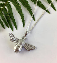 Load image into Gallery viewer, sterling silver large bee necklace on a sterling silver chain