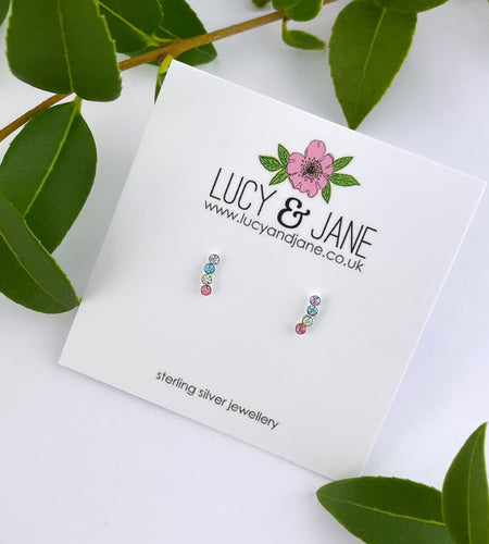 sterling silver mini rainbow crystal studs