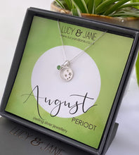 Load image into Gallery viewer, Sterling Silver Moon and Stars Birthstone Necklace