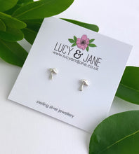 Load image into Gallery viewer, sterling silver toadstool studs on a white branded backing card