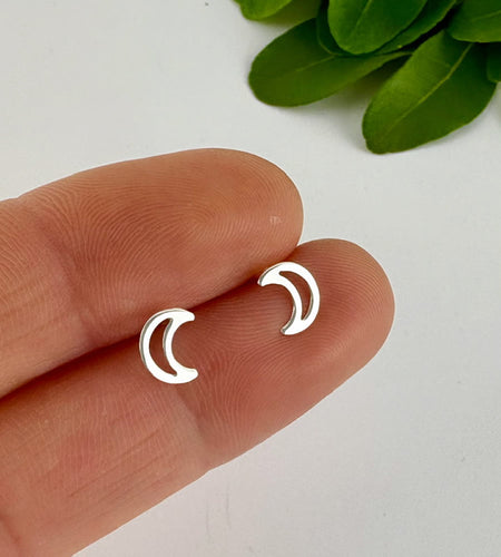 sterling silver open moon studs