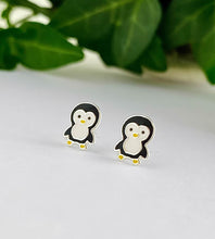 Load image into Gallery viewer, Penguin-shaped earrings in black and white - perfect earrings for children