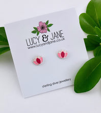 Load image into Gallery viewer, sterling silver lotus flower earrings in different shades of pink