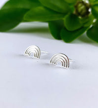 Load image into Gallery viewer, sterling silver plain rainbow studs
