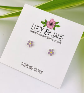 sterling silver pale purple daisy studs