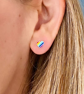 Sterling Silver Rainbow Heart Earrings