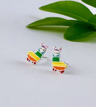 Load image into Gallery viewer, sterling silver rainbow alpaca studs for pride month