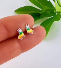 Load image into Gallery viewer, Sterling Silver Rainbow Alpaca Stud Earrings