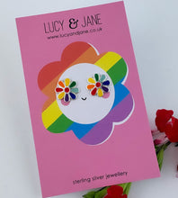Load image into Gallery viewer, Sterling Silver Rainbow Flower Studs