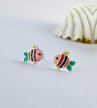 Load image into Gallery viewer, Sterling Silver Rainbow Glitter Fish Earrings