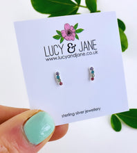 Load image into Gallery viewer, Sterling Silver Mini Rainbow Sparkle Studs