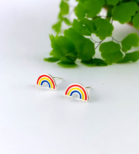 Sterling Silver Rainbow Studs