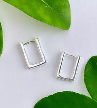 Load image into Gallery viewer, sterling silver rectangle hoops