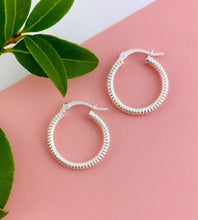 Load image into Gallery viewer, Sterling Silver Textured Hoops