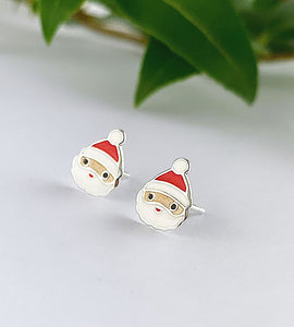 small and colourful sterling silver santa studs