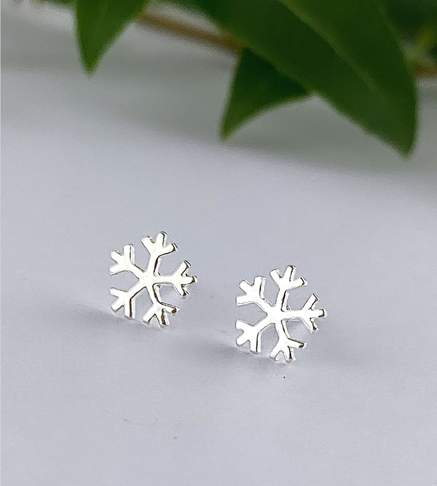 Christmas Sterling Silver Snowflake Earring Studs