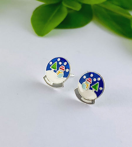 sterling silver snow globe earrings