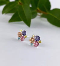 Load image into Gallery viewer, sterling silver colourful sparkly studs