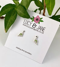 Load image into Gallery viewer, sterling silver dinosaur studs