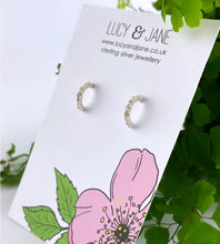 Load image into Gallery viewer, sterling silver sparkle half hoops