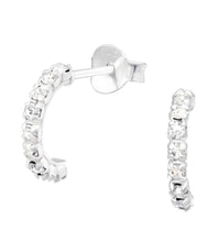 Load image into Gallery viewer, Sterling Silver Sparkle Half Hoops