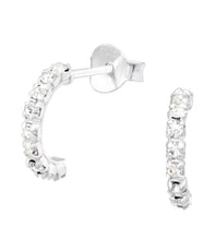 Load image into Gallery viewer, LAST PAIR - Sterling Silver Sparkle Half Hoops