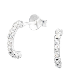 LAST PAIR - Sterling Silver Sparkle Half Hoops