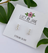 Load image into Gallery viewer, elegant diamante sterling silver studs