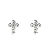 Load image into Gallery viewer, Sterling Silver Sparkle Cross Studs