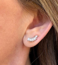 Load image into Gallery viewer, close up of a super sparkly sterling silver crystals ear climber in model's ear.