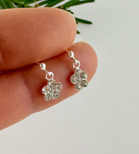 Load image into Gallery viewer, dangly flower earrings in sterling silver great first pair of drop earrings for children