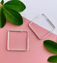 Load image into Gallery viewer, sterling silver large square hoops