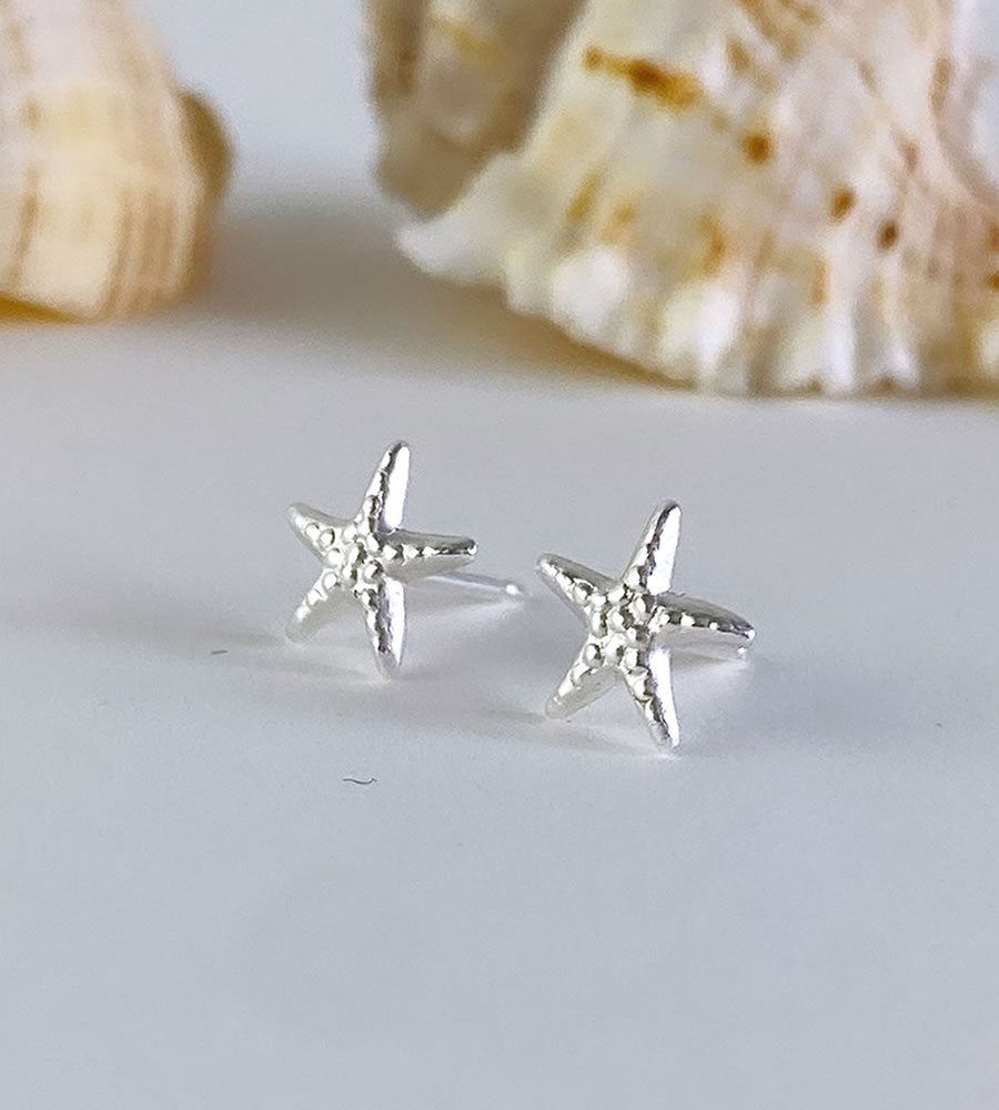 sterling silver small starfish ear studs