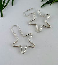 Load image into Gallery viewer, Sterling Silver Big Star Hoops